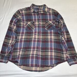 VTG Dee Cee Shirt Mens Large Button Plaid Flannel Long Sleeve USA Multicolor